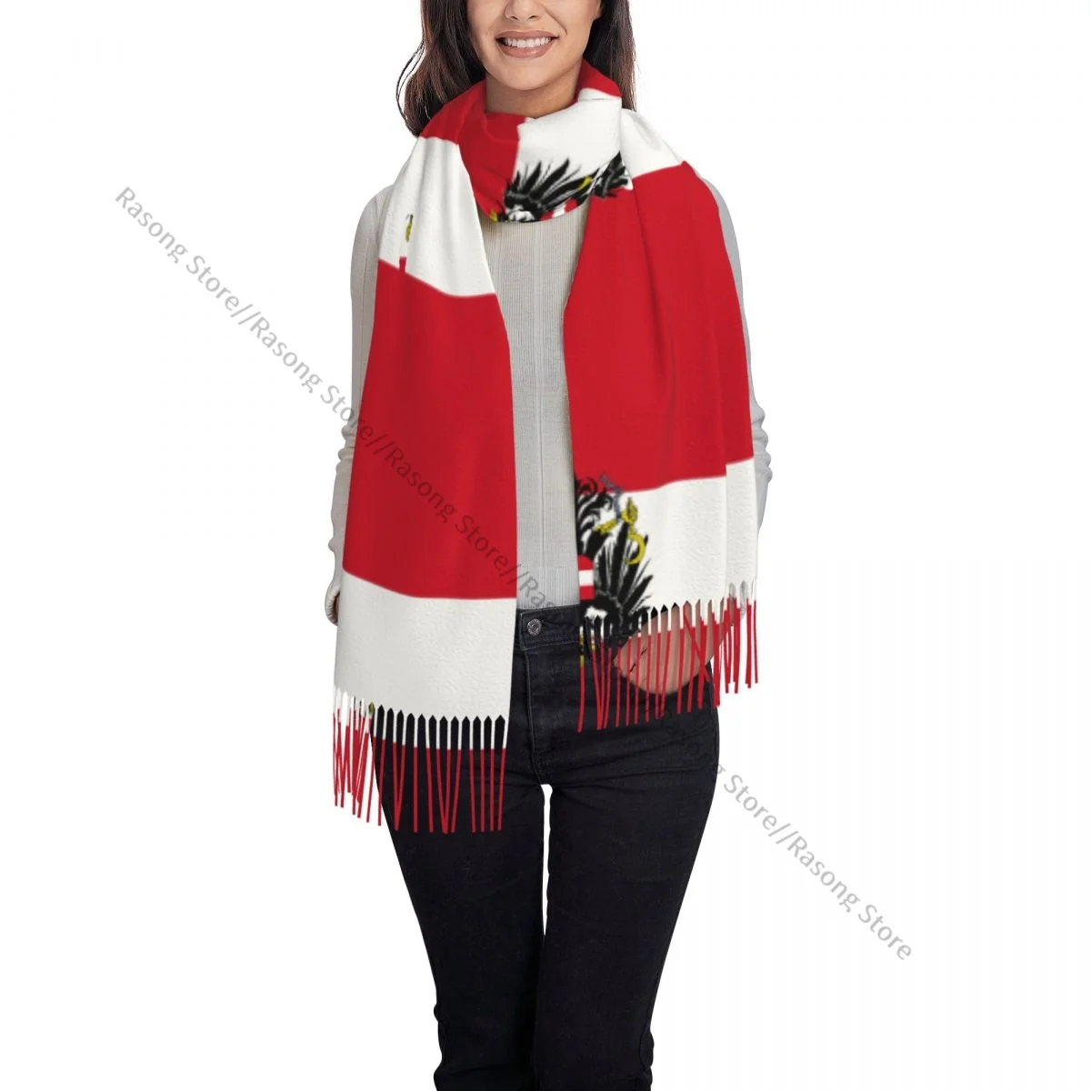 Шарф с кисточками большой размер 196*68 см зимняя теплая шаль из пашмины накидка