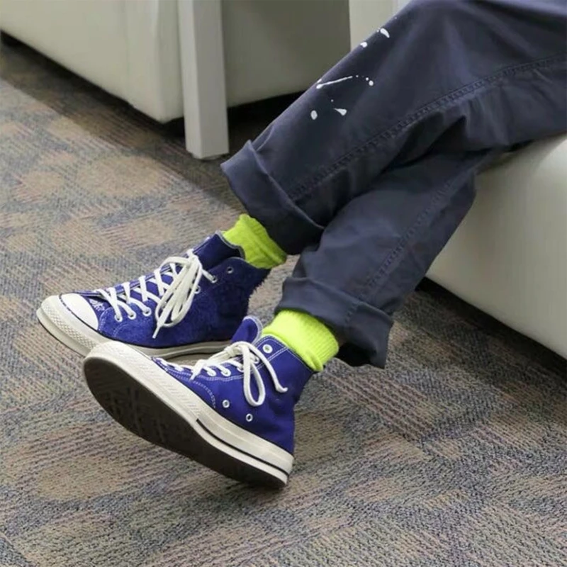 

Colorful Ribbed Calf Socks for Men Women Comfortable Street Fluorescent Hosiery