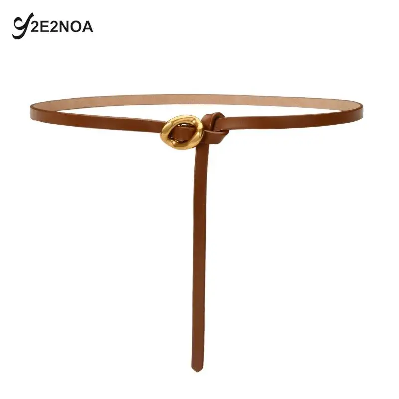 

New Fashion Women Leather Thin Belt With Personality Pin Metal Buckle For Ladies Trouser Dress Decoration