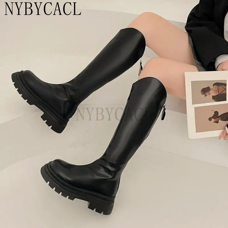 Winter New Soft Leather Women Mid Ankle Boots Zipper Fashion Female 2023 Flats Dress Ladies Street Style Black Shoes Platform