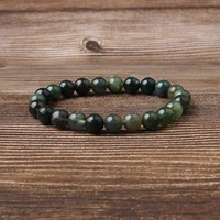 lanli 8mm fashion natural jewelry green water grass agates stone beads bracelet charms men strand beads yoga women bracelets