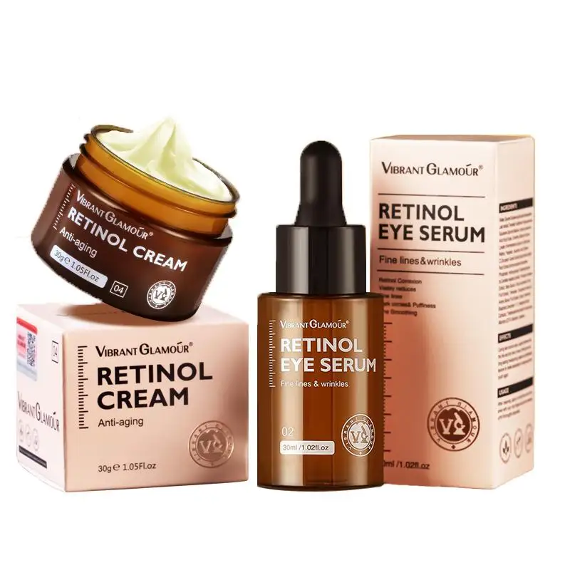 

VIBRANT GLAMOUR Retinol Facial Skin Care Set Face Cream Eye Serum Firming Lifting Anti-Aging Reduce Wrinkle Fine Lines 2PCS