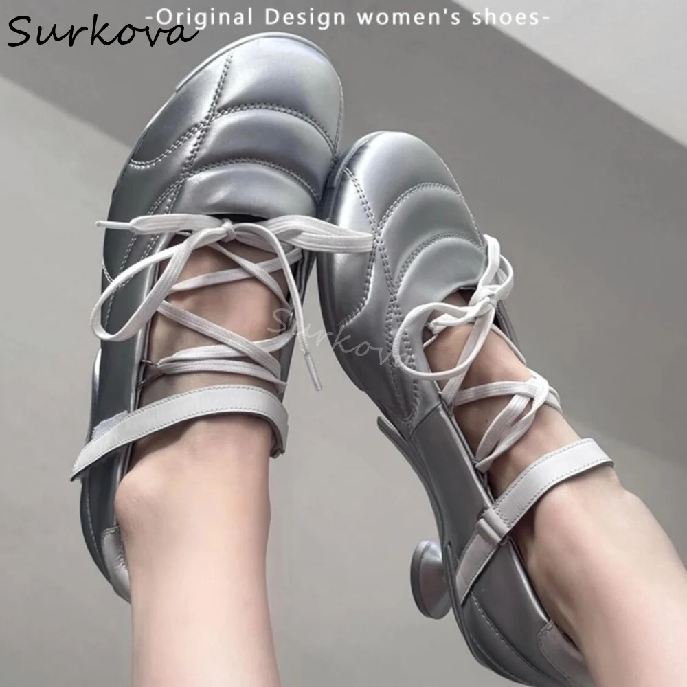 Балетки женские спортивные с перекрестной шнуровкой туфли-лодочки в странном