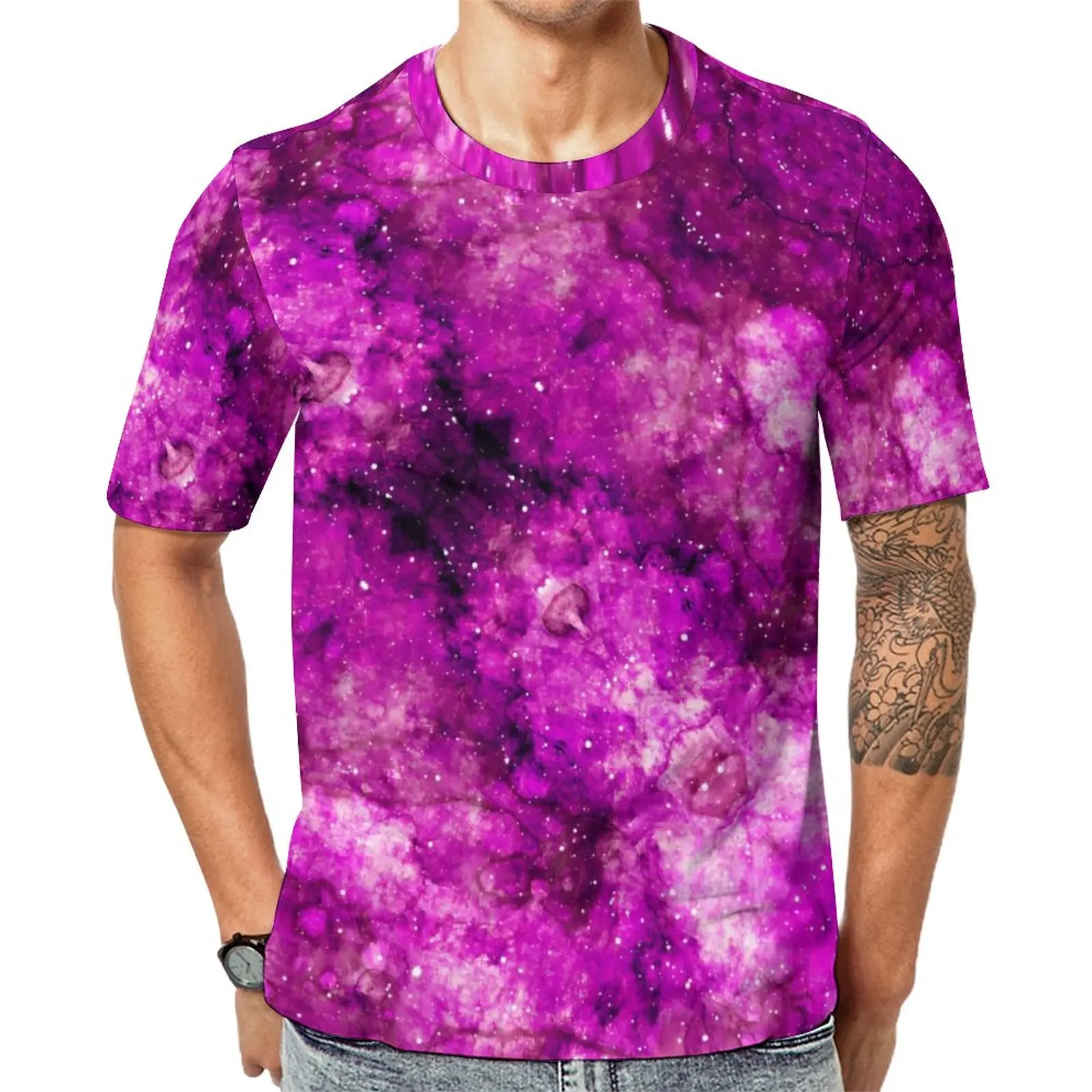 

Outer Space Purple T-Shirt Man Abstract Art Print Aesthetic T-Shirts Premium Fashion Tees Short Sleeve Design Big Size Tops