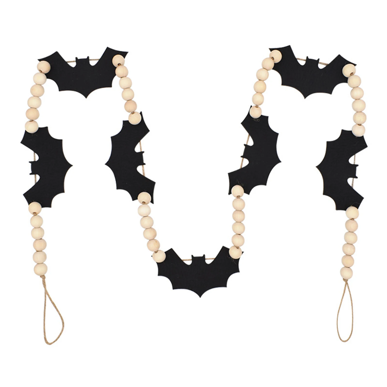 

Деревянная гирлянда с бусинами на Хэллоуин, баннер, фетровые летучие мыши, искусственные украшения на Хэллоуин для домашнего камина 2023