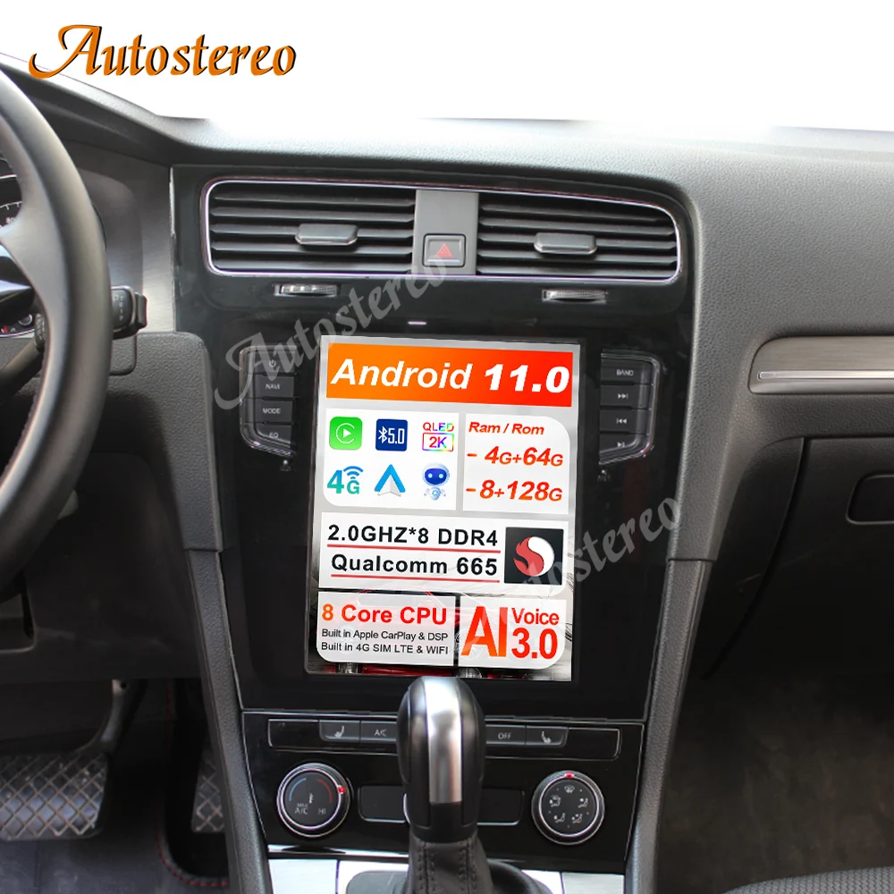 Мультимедийный плеер для VW Golf 7 2013-2016 Android 11 Qualcomm 665 8G + 128G автомобильное Стерео