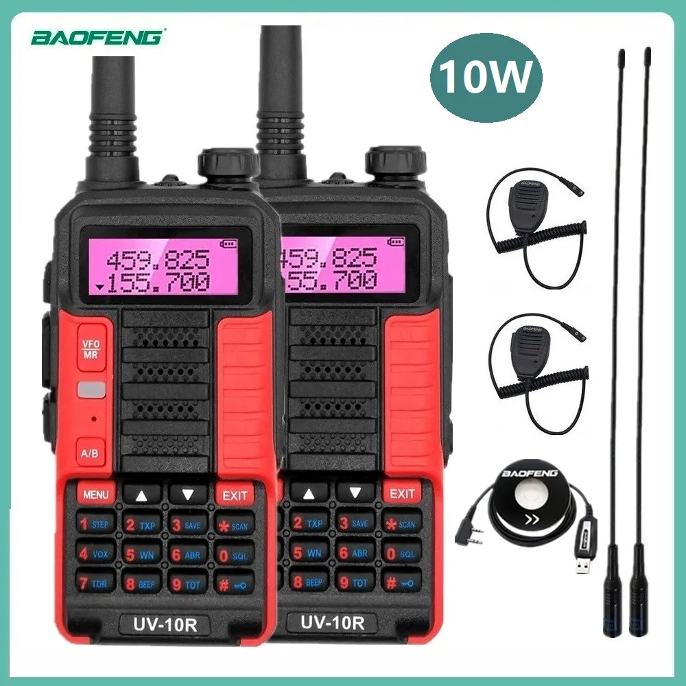 2PCS Baofeng 100% Original Walkie Talkie UV-10R Plus 10W VHF UHF Ham Radio hf Transceiver Amateur CB Radio Station Updated UV-5R