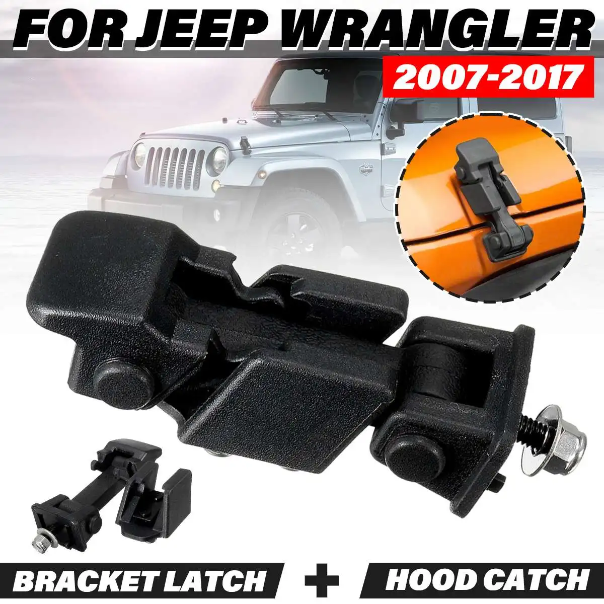 

2pcs Black Car Engine Lock Hood Latch Catch Cover ABS Car Exterior Accessories For Jeep/Wrangler TJ 1997-2006