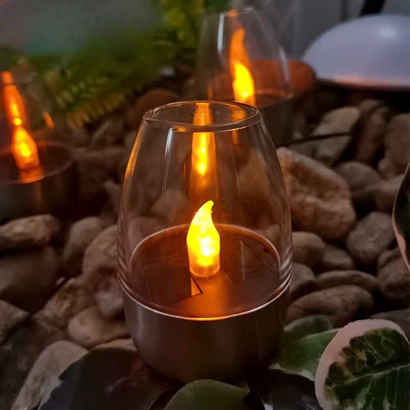 

Solar light outdoor courtyard LED stainless steel candle light lawn deck small night light Halloween light