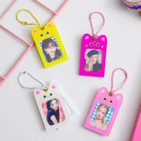 2022 ins new keychain diy photocard card holder case cute bear korea photo frame acrylic idol star chasing pendant stationery