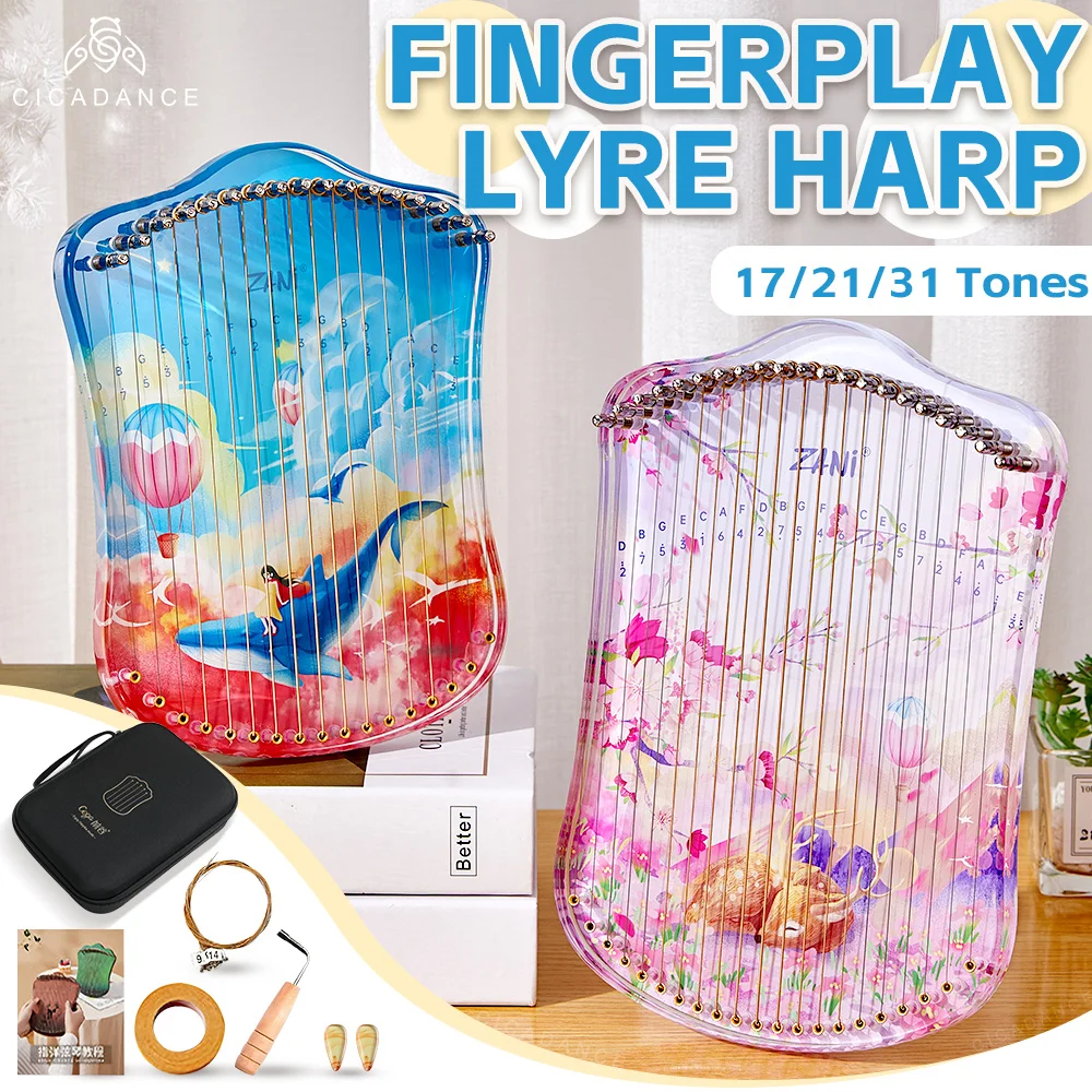 

Fingerplay Lyre Harp 17/21/31 Strings Portable Piano Fingerstyle Harp Musical Instruments With Accessories Gifts For Beginner