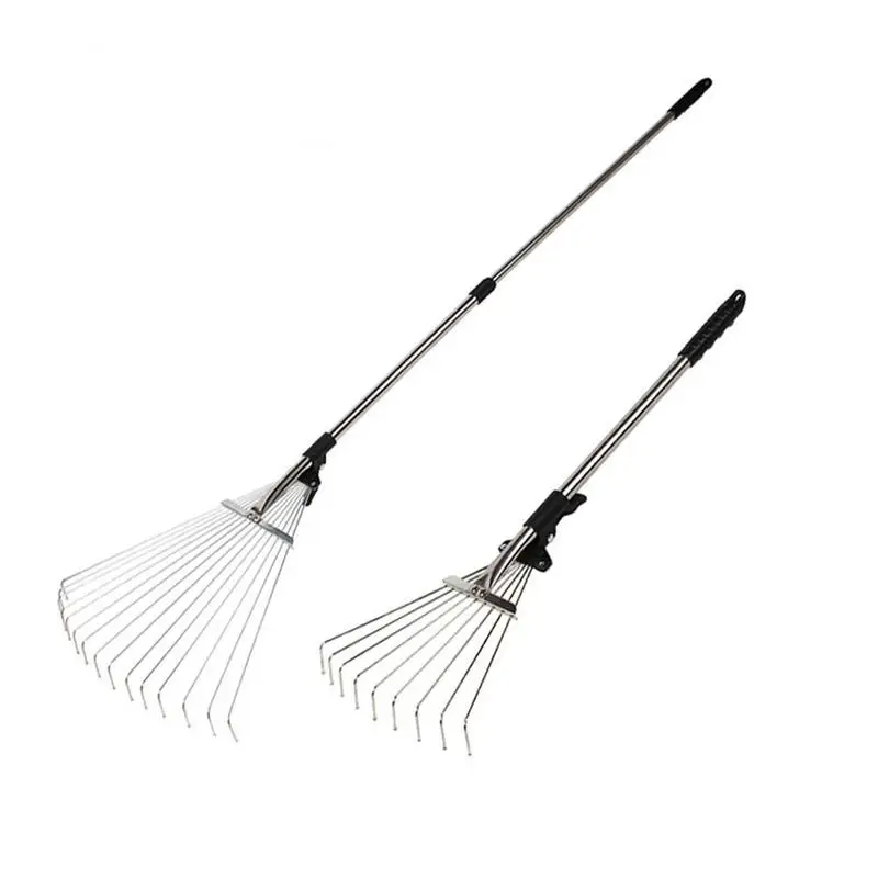 

Metal Rake For Leaves Lawn Rake With Adjustable Head Gardening Tool For Picking Up Yard And Lawn Leaves Grass Clippings Garden