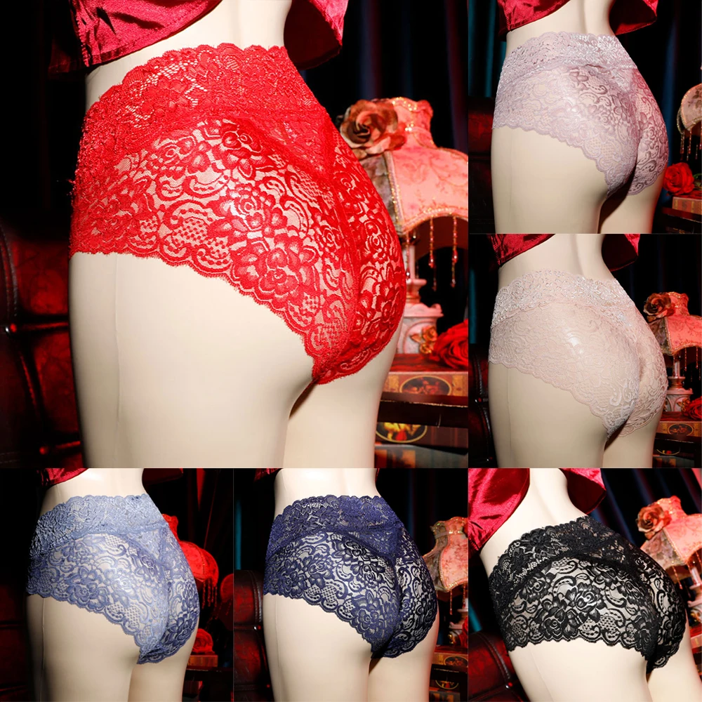 

Men's Transparent Sissy Panties Sexy Full Lace Briefs Pouch Underwear Thong Sheer Underpants High Waisted Bikini Underwear