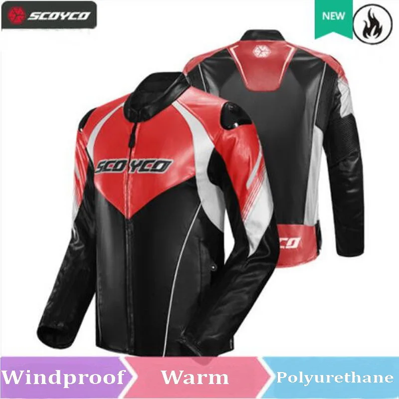 Мужская Женская зимняя теплая куртка SCYCO из искусственной кожи для мотокросса