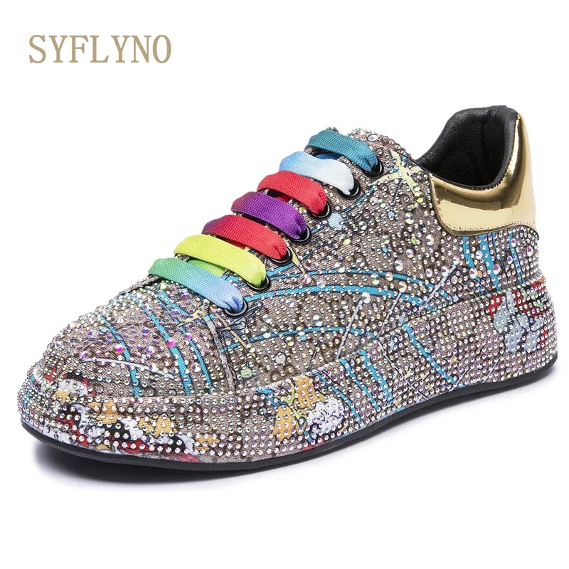 

Sneakers Women's Big Size 2021 New Color Rhinestone Fashion Women Loafers Platform Fashion Shiny Women's Shoes
