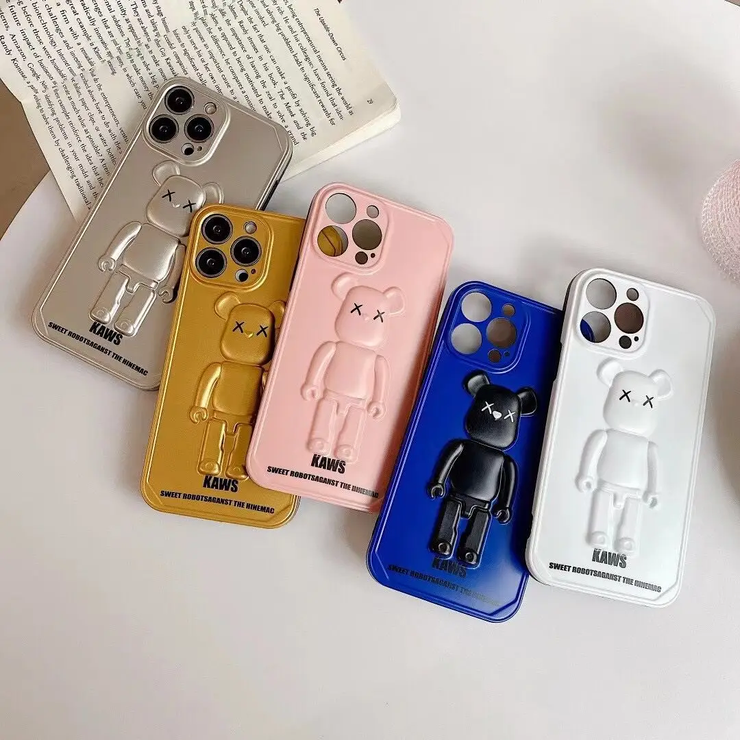 

Fashion Trends Stereo Cartoon Cool Doll Bear Cover for IPhone 11 12 13 Pro Max Shockproof Phone Case IPhone 13 Case