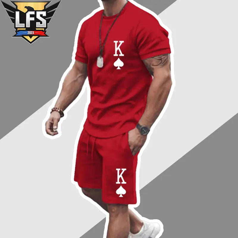 

Мужской модный костюм из двух предметов, рубашка с короткими рукавами и шорты в уличном стиле, удобные повседневные брюки большого размера ...