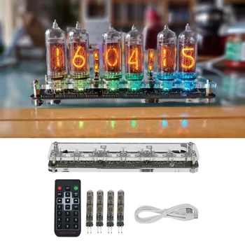 6-bit IN14 Glow Tube Clock Module Nixie Clock Audio Accessories Diy USB 5V With Backlight clock digital plus 4 small lamp tubes 1