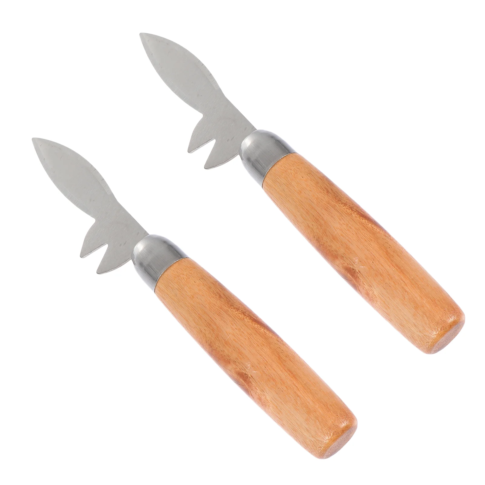 

2pcs Practical Simple Reusable Oyster Cutters Wood Handle for Co-worker Family