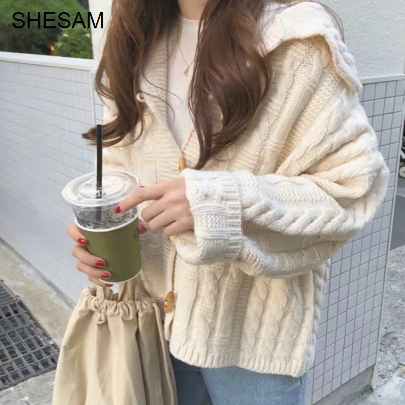 

Cardigan Sweater Long Sleeved Women's Top Coarse Wool Knitted Cardigan Autumn 2021 New Chic Casual Versatile Sweater Coat