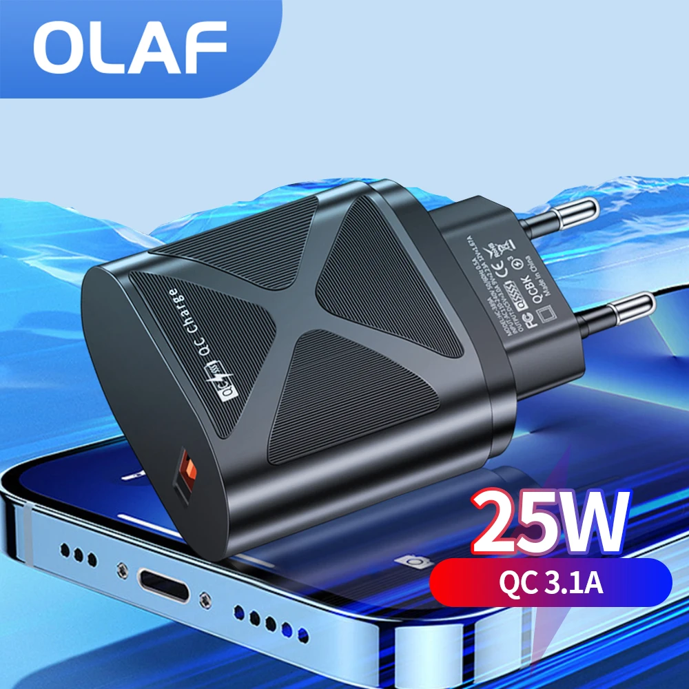 

25w USB Fast Charger QC 3.1 Mobile Phone Charging USB Plug Port Quick Charger For Huawei Iphone Xiaomi Samsung Oneplus Cellphone