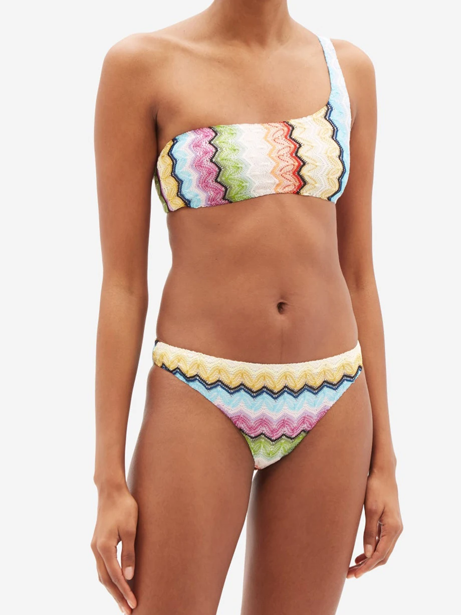 Retro Striped Print Sling Bikini Sexy Deep V Neck Cross Strap Backless Beachwear Seamless Holiday Beach Dress Swimwear Women