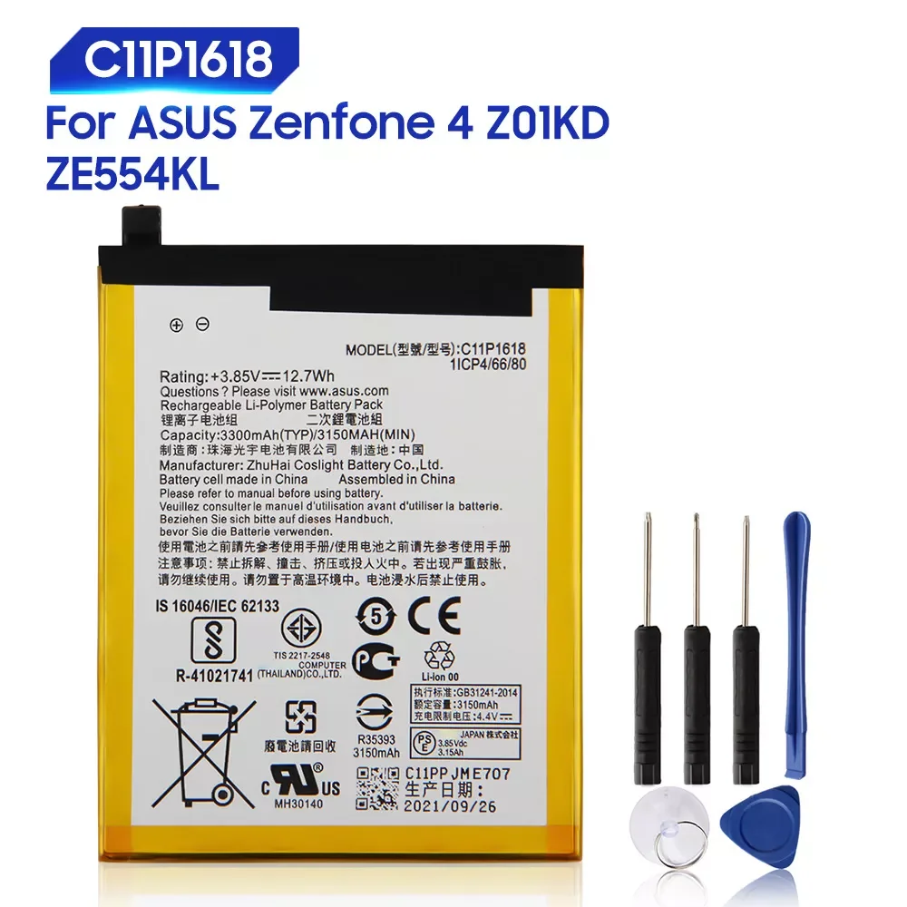 

Оригинальный запасной аккумулятор для ASUS ZenFone 4 Z01KD ZE554KL C11P1618, оригинальный аккумулятор 3250 мАч