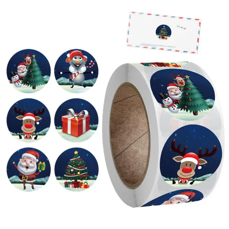

500 Pcs Christmas Stickers Roll 2.5cm Christmas Cards Sticker For Kids Christmas Tags For Party Decorations Ornaments With Santa