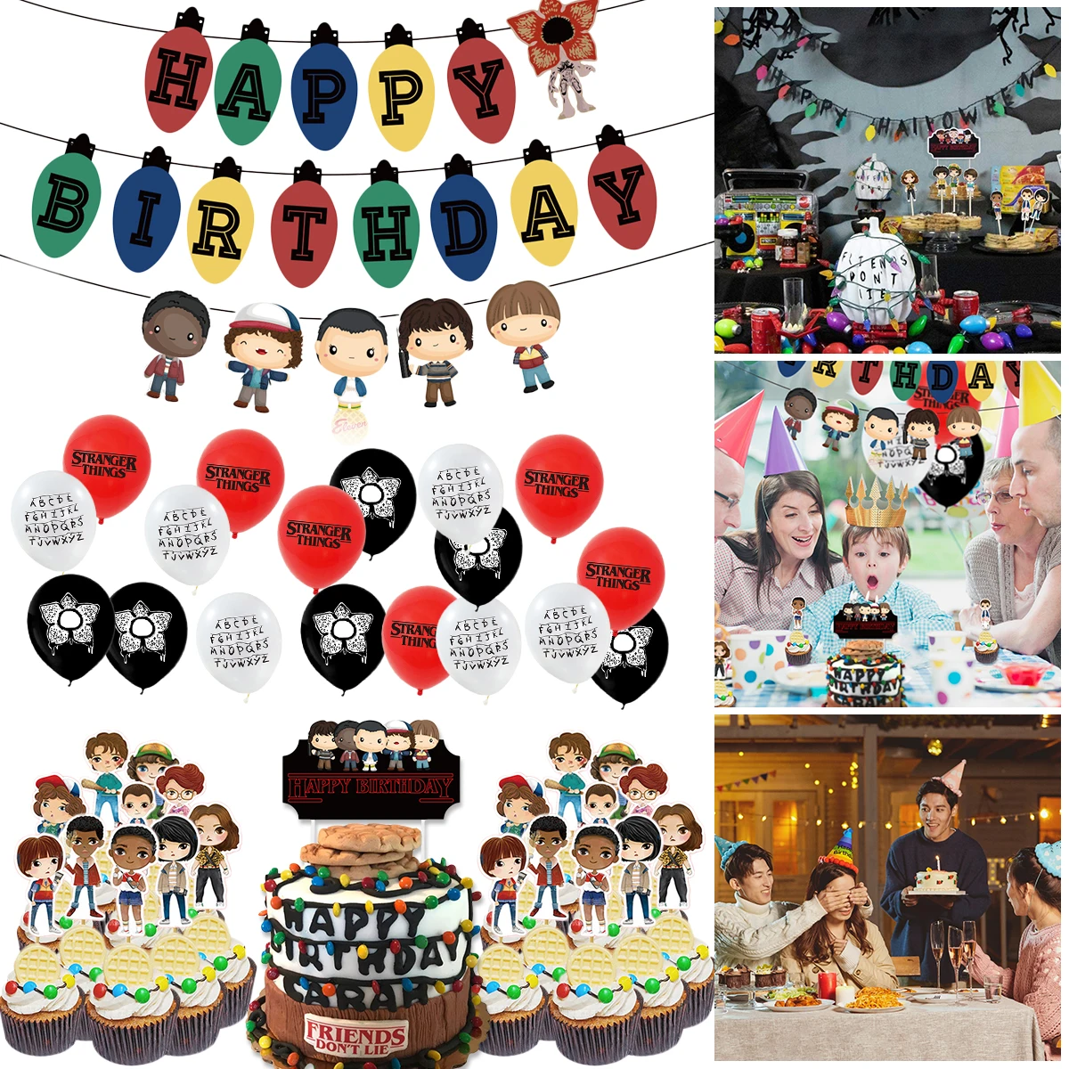 

Stranger Things Theme Party Balloons Stranger Things Cake Toppers Reusable Latex Balloons Cupcake Toppers Banners Cartoon