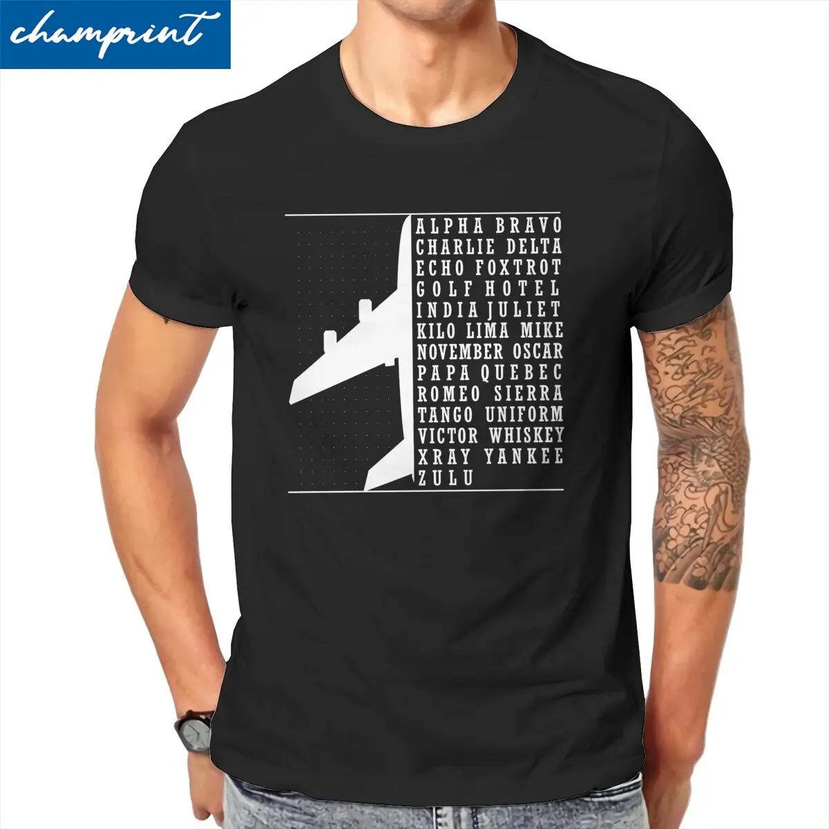 

Men's T-Shirts Phonetic Alphabet Airplane Vintage 100% Cotton Tee Shirt Pilot Flying Aviation T Shirt Crew Neck Clothing Summer