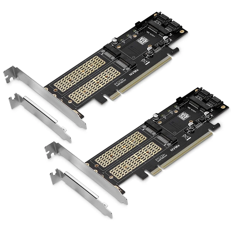 2X 3 In 1 NGFF And MSATA SSD Adapter Card,M.2 NVME To PCIE/M.2 SATA SSD To SATA III/MSATA To SATA Adapter For 2280/2260