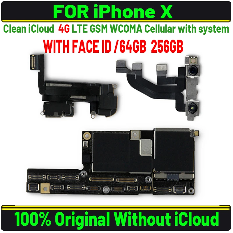Бесплатный iCloud для материнской платы iPhone X с распознаванием лица 64 Гб 256 ГБ