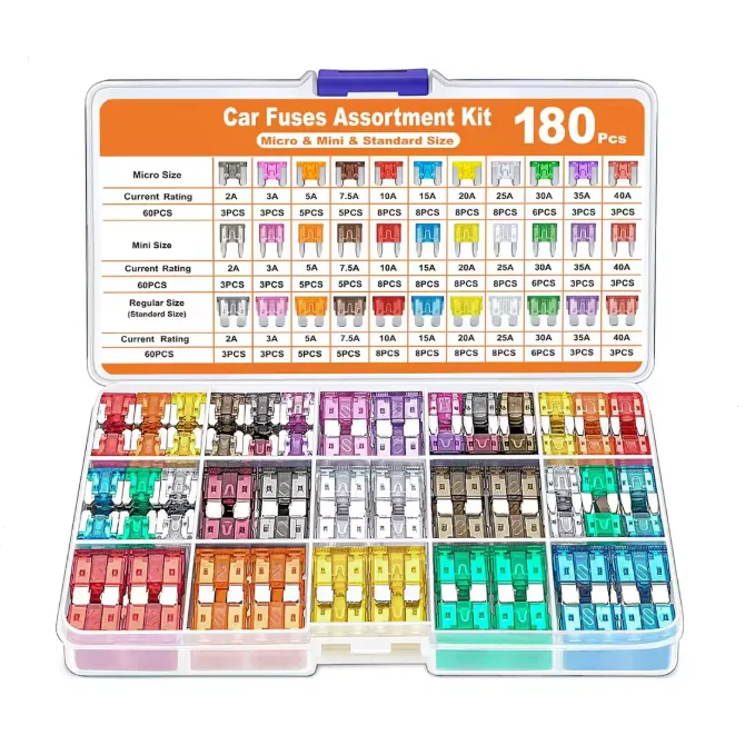 

300 шт., 180 шт., комбинированный комплект предохранителей, микро-мини, стандартная вставка, предохранитель 2A-40A, вставки для плавких предохранителей