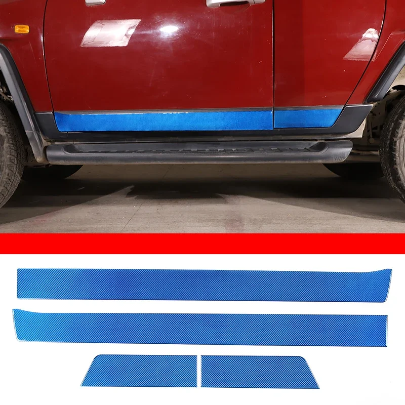 Фото Для Toyota FJ Cruiser 07-21 Мягкое углеродное волокно, кузов автомобиля, боковая кромка двери, накладка, стильная наклейка, декор, дверной бампер, длинная полоса №1