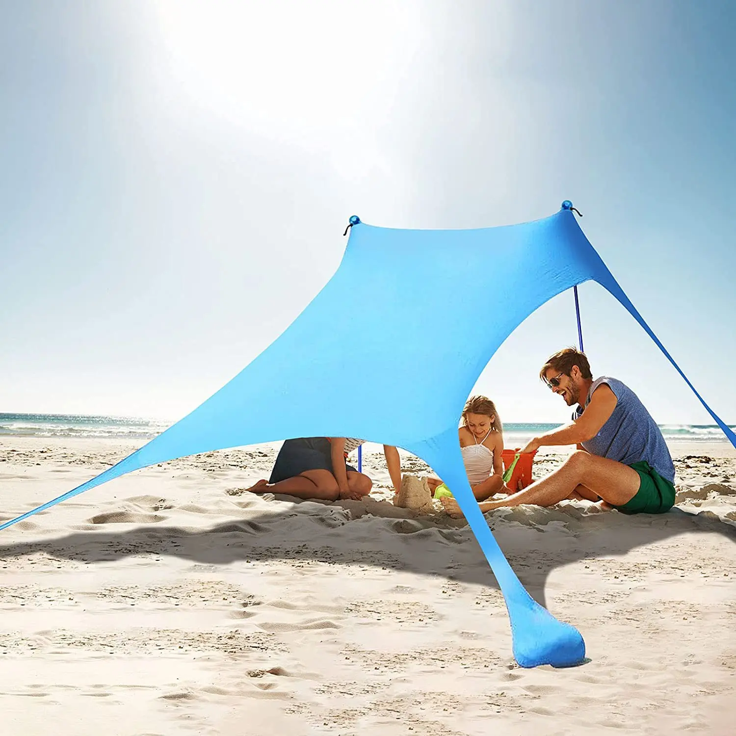 

UPF 50+ Light Sunshade Pop Up Beach Tent, Portable Premium Camping Outdoor Shade Beach Tent Sun Shelter With Sand Shovel