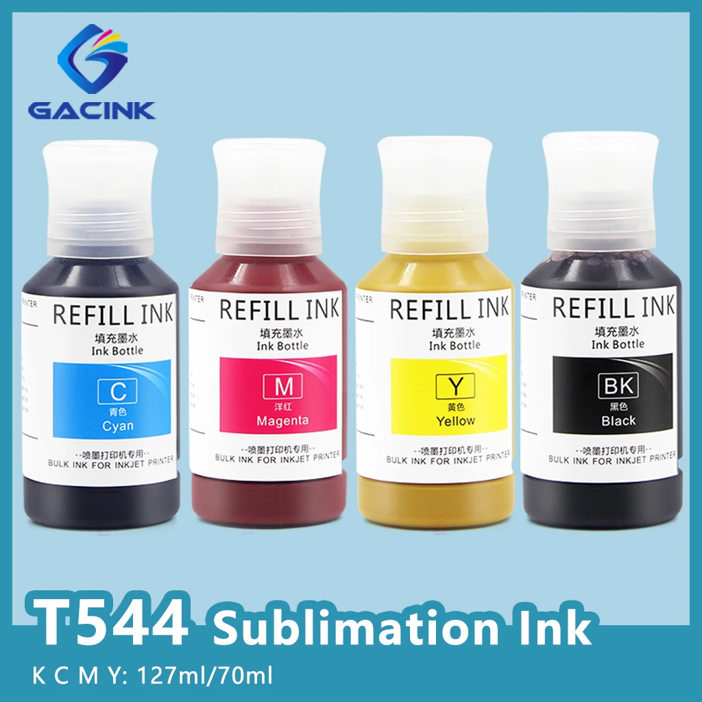 

GACINK T544 544 Refill Sublimation Ink For Epson EcoTank L3150 L3110 L3100 L3210 L3250 L1110 5190 Dye Sublimation Ink 127ml/70ml