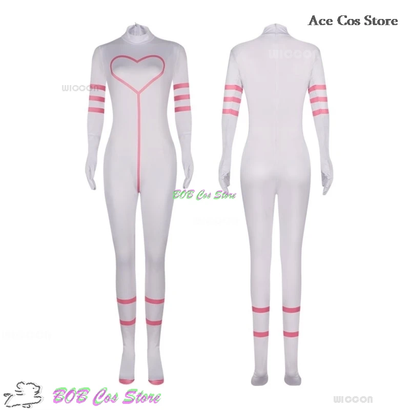 Hazbin Angel Dust Outfit Косплей Костюм отеля Розовый парик Onsie Сексуальный танцевальный