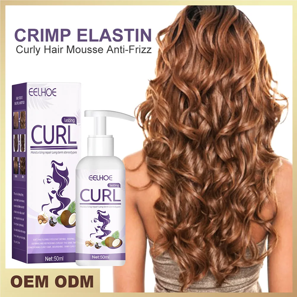 

Curly Hair Mousse Anti-Frizz Hair Repairing Styling Elastin Natural Curl Define Moisturizing Foam For Curly Hair
