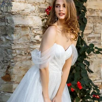 glitter off shoulder tull wedding dress for women sweetheart sparkly bridal party gowns backless vestido de novia for women 2022