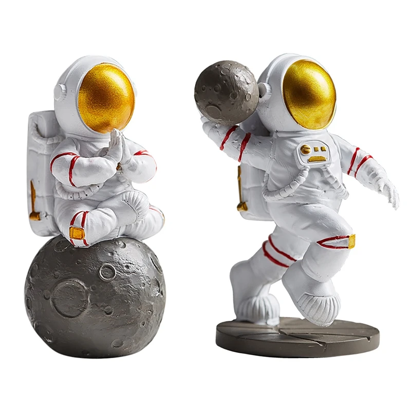 

Resin Astronaut Sculpture Figurines Miniatures Desk Decor Spaceman Ornament Vivid Aesthetic Living Room Decoration