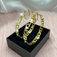 40 70mm new 2022 earings stainless steel hoop earrings customized name earring for woman free shipping custom bridesmaid gift
