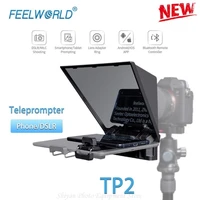 feelworld tp2 portable teleprompter for smartphone tablet dslr camera with remote control lens adapter rings