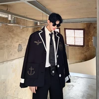 men casual loose blazer suit jacket outwear coat korean black men blazer male loose blazer streetwear