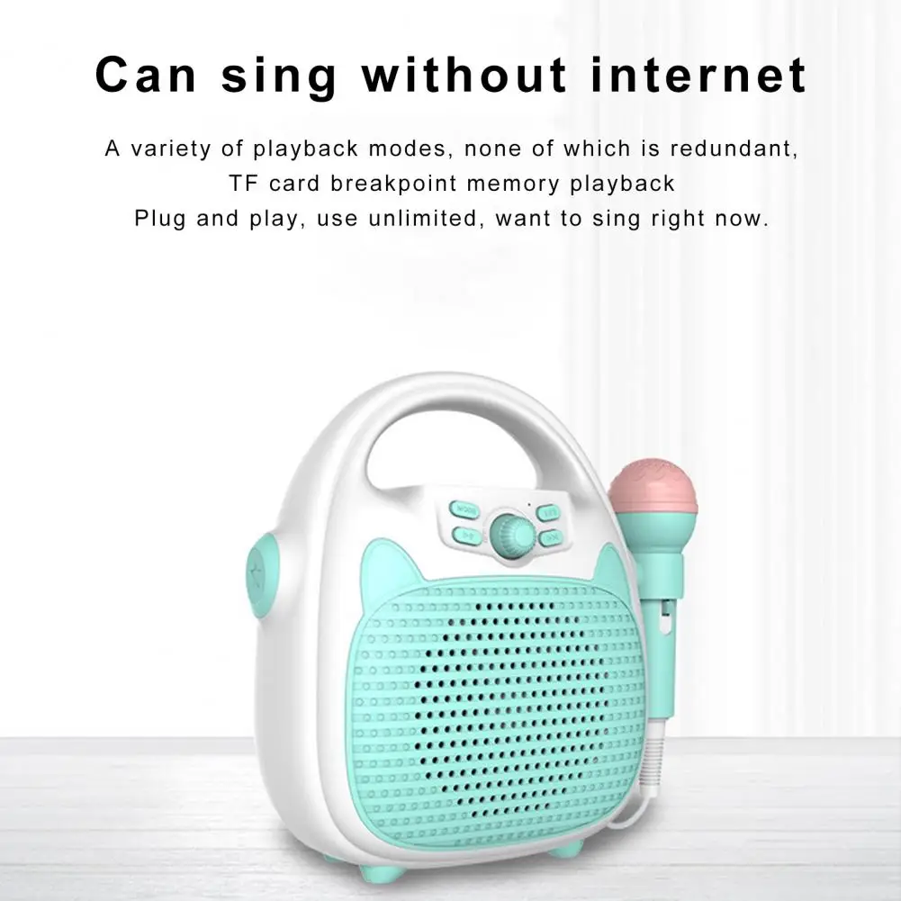 

Kids Speaker Great Power-off Memory Play Button Control Bluetooth-compatible 5.0 Home KTV Children Singing Machine for Home
