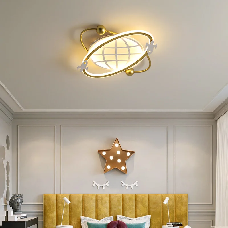 

Children's room lamp simple modern bedroom lamp Nordic creative warm romantic boy girl planet room ceiling lamp