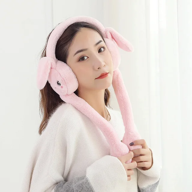 

Cute jumping Earmuffs Rabbit Moving Ears Airbag Hat Warm Funny Toy Cap Plush Toy Headphones Children Christmas Gift for Children