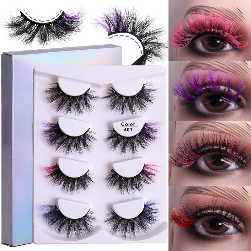 

4 pairs Mink Eyelashes 3d mink eyelashes wispy false eyelashes dramatic long eyelashes volume makeup lashes faux mink