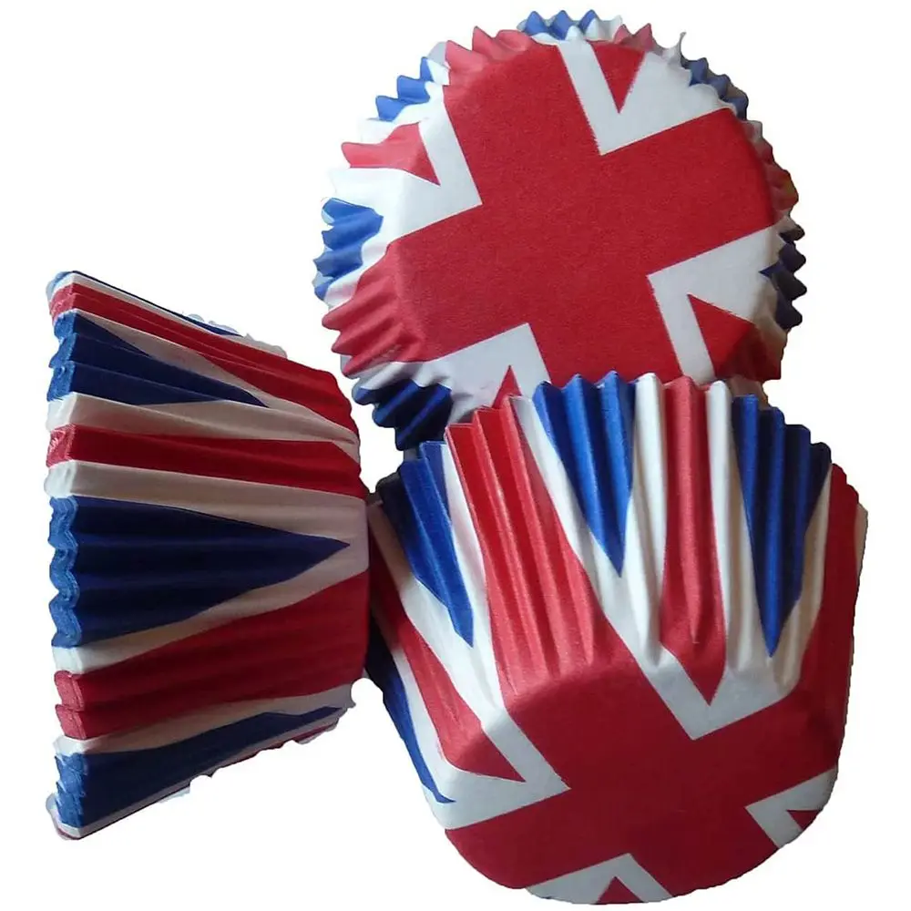 

50/100/200PCS Union Jack Cupcake Cases Baking Muffin Cake Queen Platinum Jubilee GB Street Party UK Cake Tools Bakeware