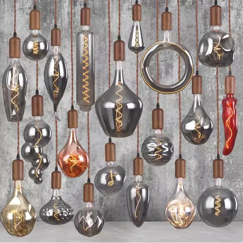 Ретро Художественная стеклянная люстра из цельной древесины креативная красная