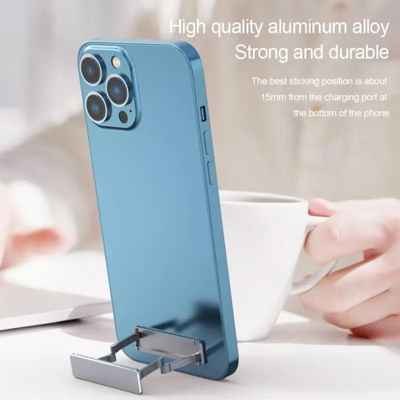 

Folding Phone Holder Aluminum Alloy Portable Invisible Lazy Bracket Mini Desk Mount Holder Bracket L-shape Folding Stand